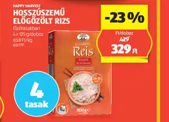 ALDI HOSSZÚSZEMŰ ELŐGŐZÖLT RIZS 4x125g ajánlat