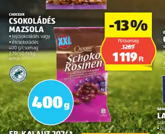 ALDI CHOCEUR CSOKOLÁDÉS MAZSOLA 400g ajánlat