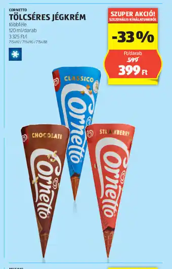 ALDI CORNETTO TÖLCSÉRES JÉGKRÉM 120ml ajánlat