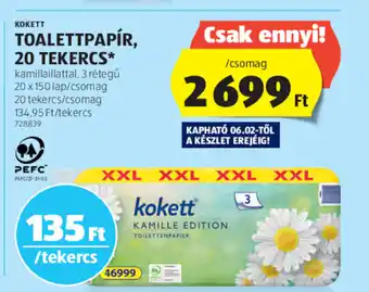 ALDI KOKETT TOALETTPAPÍR, 20 TEKERCS 1csomag ajánlat