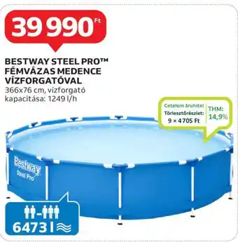 Auchan BESTWAY STEEL PROT FÉMVÁZAS MEDENCE VÍZFORGATÓVAL ajánlat