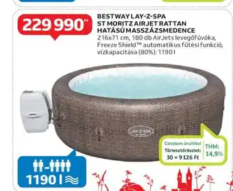 Auchan BESTWAY LAY-Z-SPA ST MORITZ AIRJET RATTAN HATÁSÚ MASSZÁZSMEDENCE ajánlat