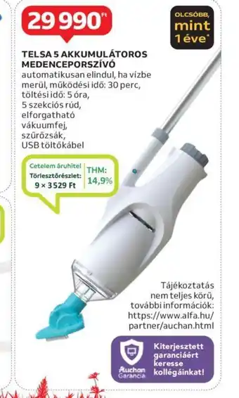 Auchan TELSA 5 AKKUMULÁTOROS MEDENCEPORSZÍVÓ ajánlat
