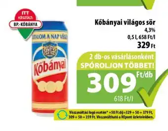 Coop Kőbányai világos sör 0,5l ajánlat