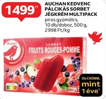 Auchan AUCHAN KEDVENC PÁLCIKÁS SORBET JÉGKRÉM MULTIPACK 500g ajánlat