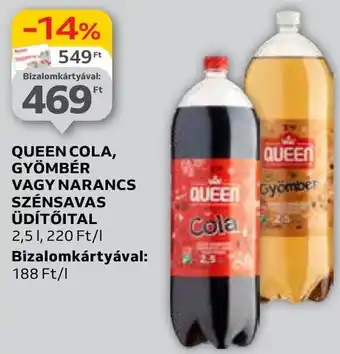 Auchan QUEEN COLA, GYÖMBÉR VAGY NARANCS SZÉNSAVAS ÜDÍTŐITAL 2,5l ajánlat