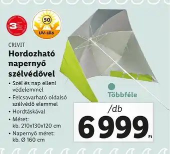Lidl CRIVIT Hordozható napernyő szélvédővel 1db ajánlat