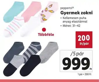 Lidl Pepperts!Ⓡ Gyermek zokni /5 pár ajánlat