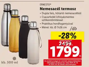 Lidl ERNESTO® Nemesacél termosz 1db ajánlat