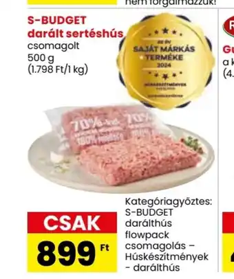 Spar S-BUDGET darált sertéshús 500g ajánlat