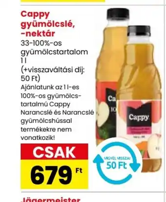 Spar Cappy gyümölcslé, -nektár 1l ajánlat