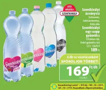 Coop Szentkirályi ásványvíz Szénsavas, Szénsavmentes, Extra dús Szentkirályi egy csepp gyümölcs Citromos ízű, Erdei gyümölcs 1,5l ajánlat