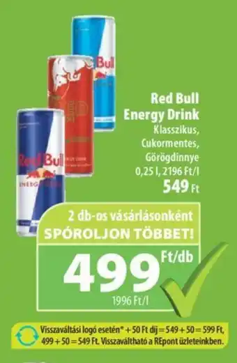 Coop Red Bull Energy Drink Klasszikus, Cukormentes, Görögdinnye 0.25l ajánlat