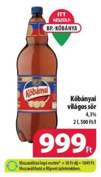 Coop Kőbányai világos sör 4,3% 2l ajánlat