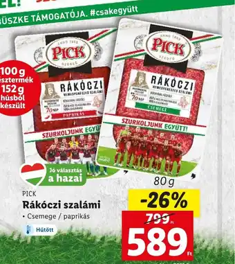 Lidl PICK Rákóczi szalámi 80g ajánlat