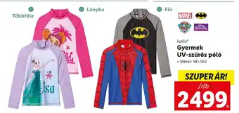 Lidl lupilu Gyermek UV-szűrős póló Méret: 98-140 ajánlat