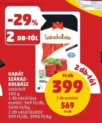 PENNY KARÁT SZÁRAZ KOLBÁSZ 100g ajánlat