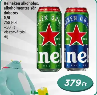 Real Heineken alkoholos, alkoholmentes sör dobozos 0.5l ajánlat
