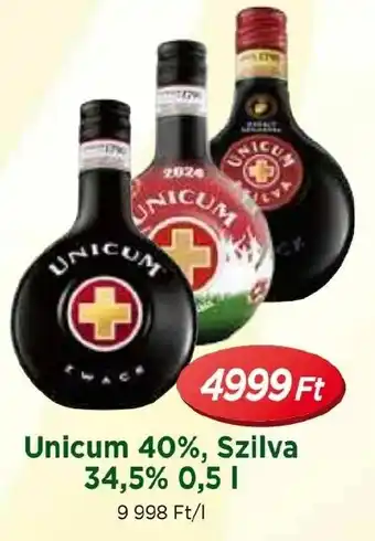 Real Unicum 40%, Szilva 34,5% 0,5l ajánlat