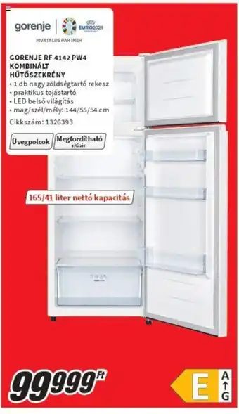 MediaMarkt GORENJE RF 4142 PW4 KOMBINÁLT HŰTŐSZEKRÉNY ajánlat