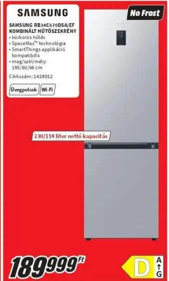 Media Markt SAMSUNG RB34C670DSA/EF KOMBINÁLT HŰTŐSZEKRÉNY ajánlat