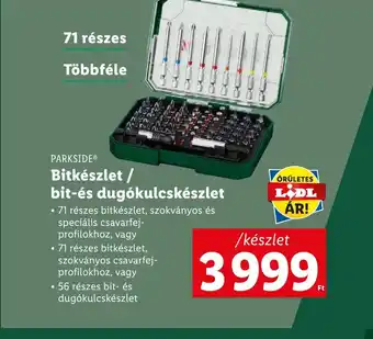 Lidl PARKSIDE® Bitkészlet / bit-és dugókulcskészlet ajánlat