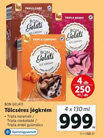 Lidl BON GELATI Tölcséres jégkrém 4 x 130ml ajánlat
