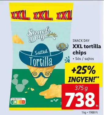 Lidl SNACK DAY XXL tortilla chips 375g ajánlat