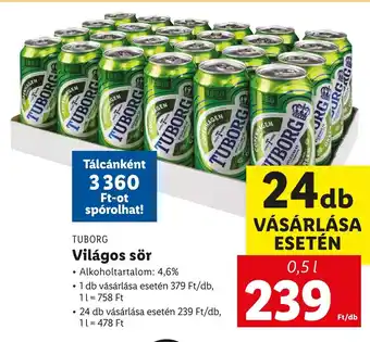 Lidl TUBORG Világos sör 0.5l ajánlat