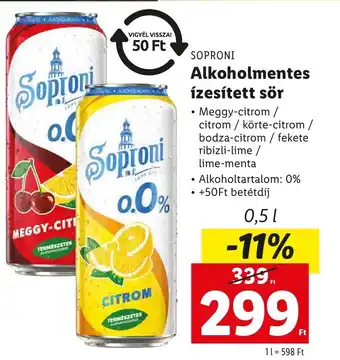 Lidl SOPRONI Alkoholmentes Ízesített sör 0.5l ajánlat
