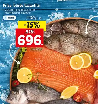 Lidl Friss, bőrös lazacfilé 100g ajánlat