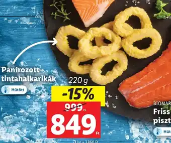 Lidl Panírozott tintahalkarikák 220g ajánlat