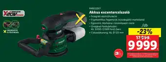 Lidl PARKSIDE Akkus excentercsiszoló ajánlat