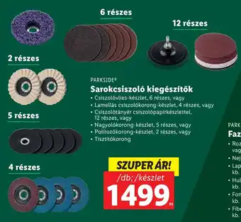 Lidl PARKSIDE Sarokcsiszoló kiegészítők ajánlat