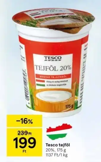 Tesco Tesco tejföl 20%, 175 g ajánlat