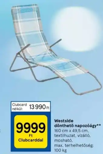Tesco Westside dönthető napozóágy 160 cm x 49,5 cm ajánlat