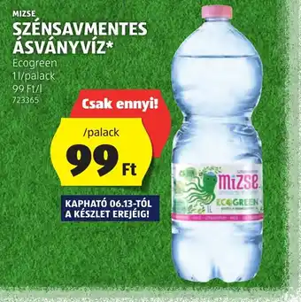 ALDI SZÉNSAVMENTES ÁSVÁNYVÍZ 1L ajánlat