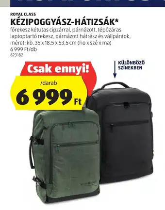 ALDI ROYAL CLASS KÉZIPOGGYÁSZ-HÁTIZSÁK 1db ajánlat