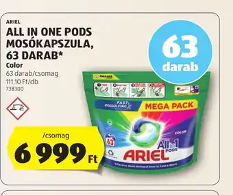 ALDI ARIEL ALL IN ONE PODS MOSÓKAPSZULA, 63 DARAB ajánlat
