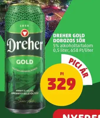 PENNY DREHER GOLD DOBOZOS SÖR 5% alkoholtartalom 0,5 liter ajánlat