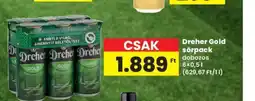 Spar Dreher Gold sörpack 6x0,5l ajánlat