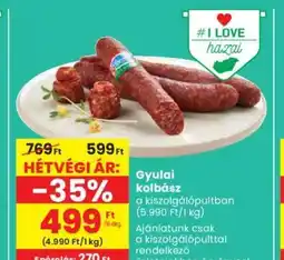 Spar Gyulai kolbász 10dkg ajánlat