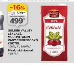 Auchan GOLDEN VALLEY CÉKLALÉ, MULTIVITAMIN VAGY CSIPKEBOGYÓ KOKTÉL 1l ajánlat