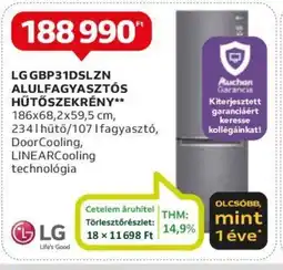 Auchan LG GBP31DSLZN ALULFAGYASZTÓS HŰTŐSZEKRÉNY ajánlat