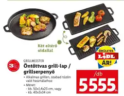 Lidl GRILLMEISTER Öntöttvas grill-lap / grillserpenyő ajánlat