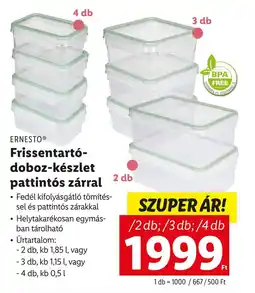 Lidl ERNESTO Frissentartó- doboz-készlet pattintós zárral ajánlat
