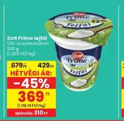 Spar Zott Primo tejföl 330g ajánlat