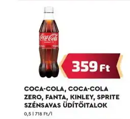 COCA-COLA, COCA-COLA ZERO, FANTA, KINLEY, SPRITE SZÉNSAVAS ÜDÍTŐITALOK 0,5l