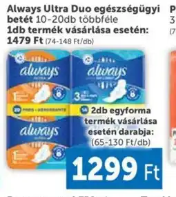 PRIVÁT Always Ultra Duo egészségügyi betét 10-20db ajánlat