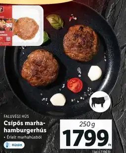 Lidl FALUVÉGI HÚS Csípős marha- hamburgerhús 250g ajánlat